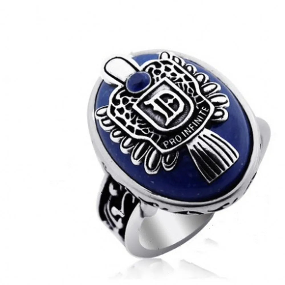 A-K BOCAI S925 Silver Vampire Diaries Lapis Lazuli Men's Ring – Wide, Customizable Letters