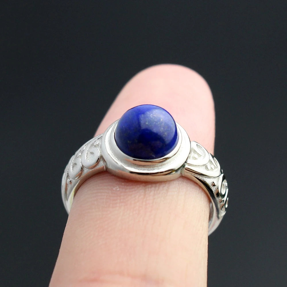 925 Sterling Silver Vampire Diaries Elena Daylight Ring – Real Lapis Lazuli