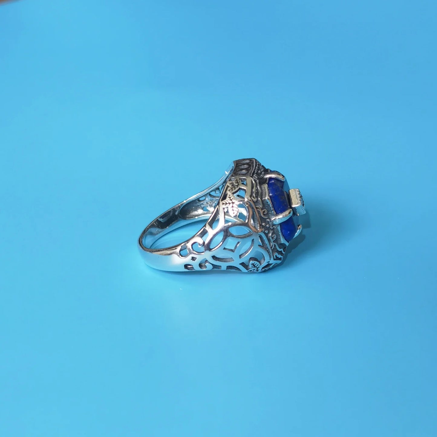 PARELEGZO 925 Silver Vampire Diaries Lapis Lazuli Daylight Ring – Caroline & Elena Inspired