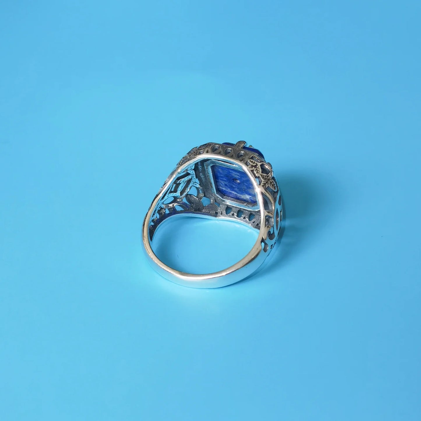 PARELEGZO 925 Silver Vampire Diaries Lapis Lazuli Daylight Ring – Caroline & Elena Inspired