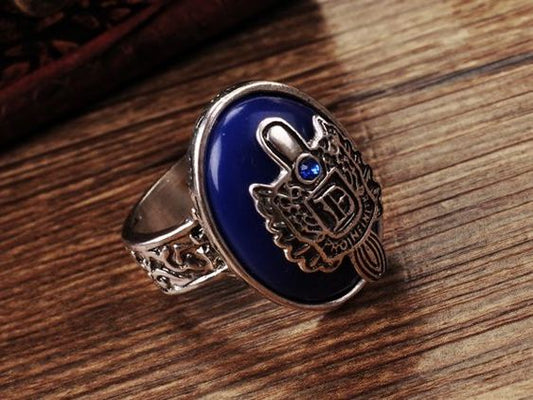 A-K BOCAI S925 Silver Vampire Diaries Lapis Lazuli Men's Ring – Wide, Customizable Letters